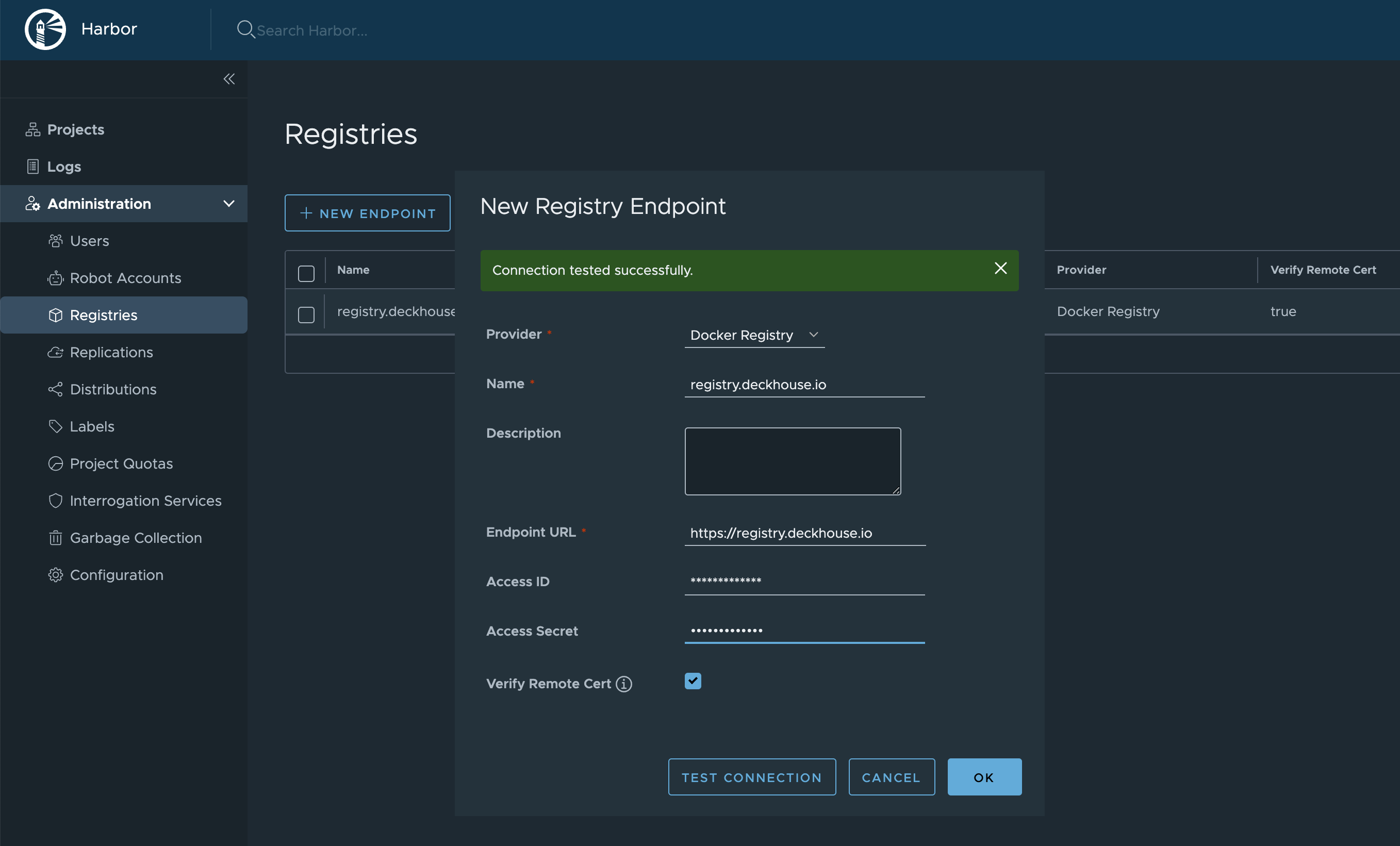 Configuring registry access