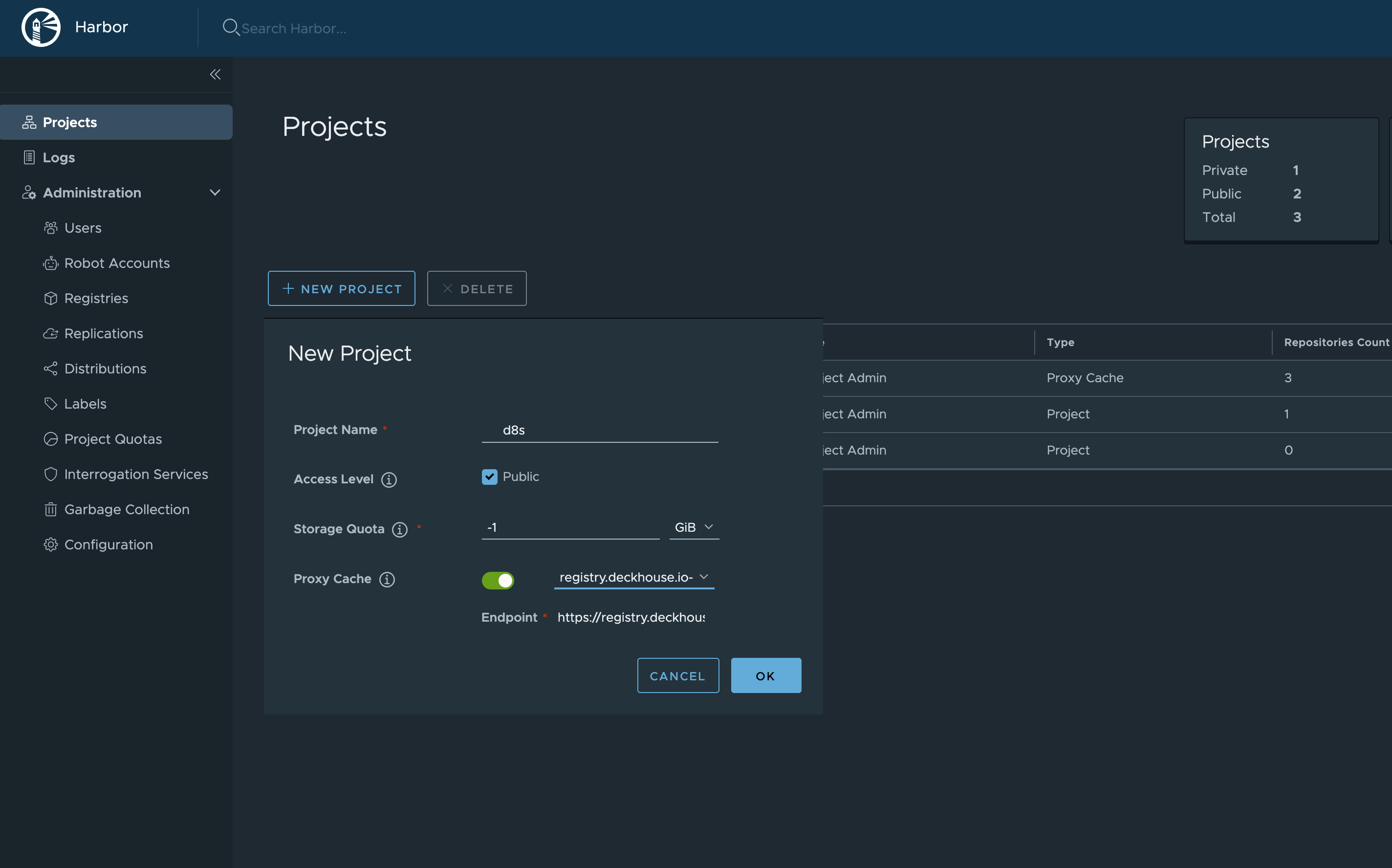 Creating a new project