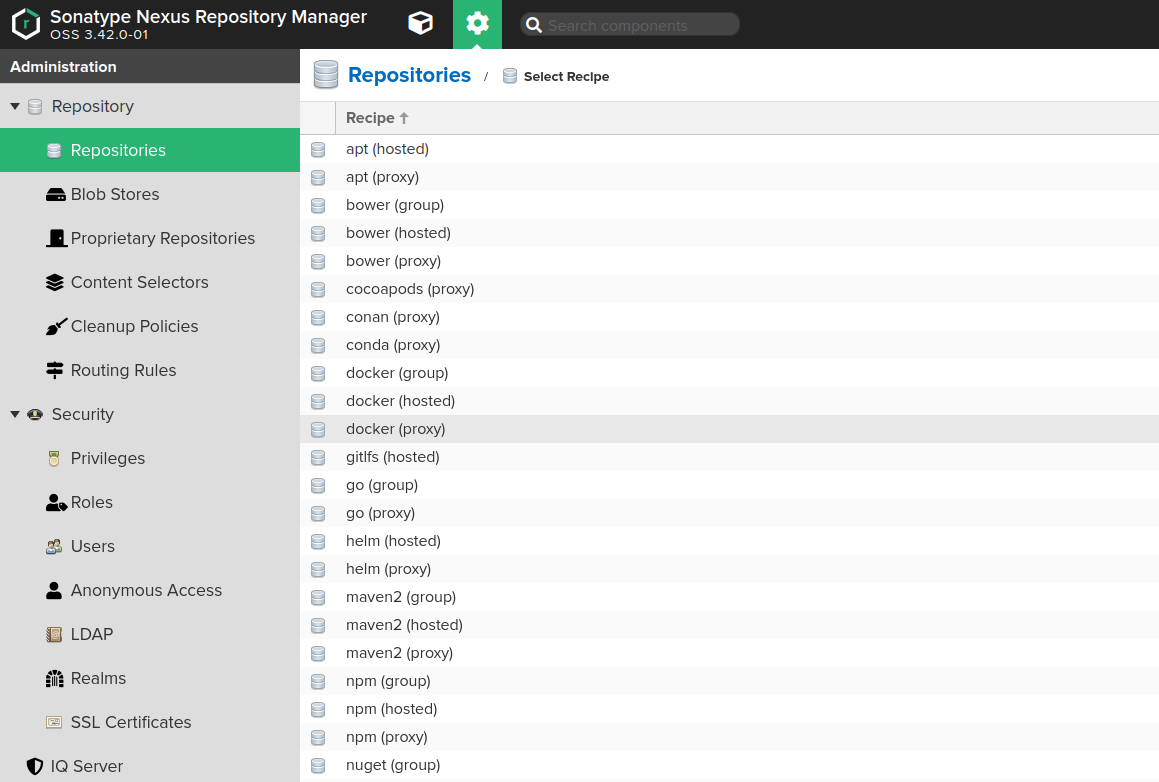 Create docker proxy repository