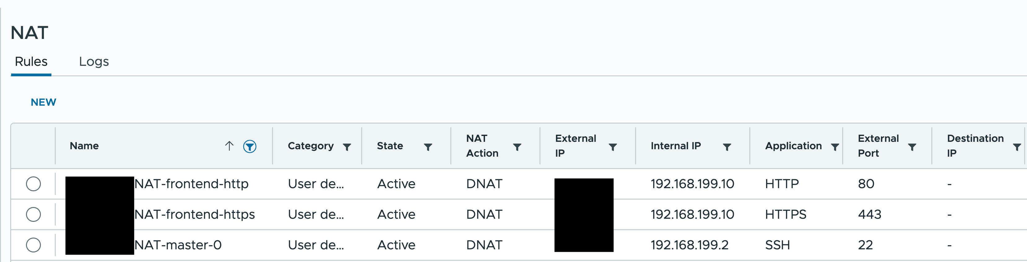 Configuring DNAT rules on the edge gateway, step 3