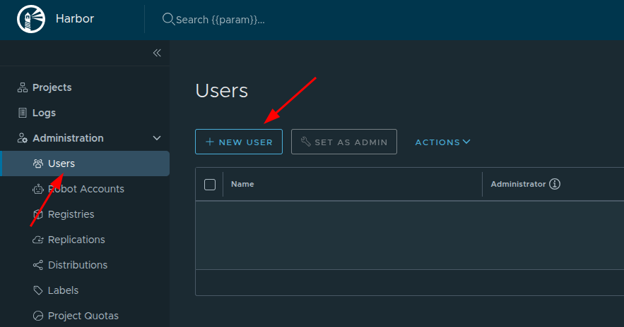 Creating a user in Harbor...
