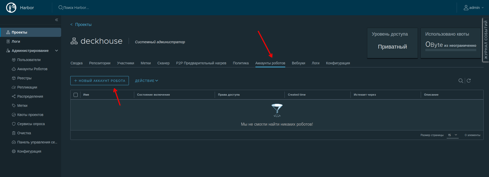 Harbor robot accounts...