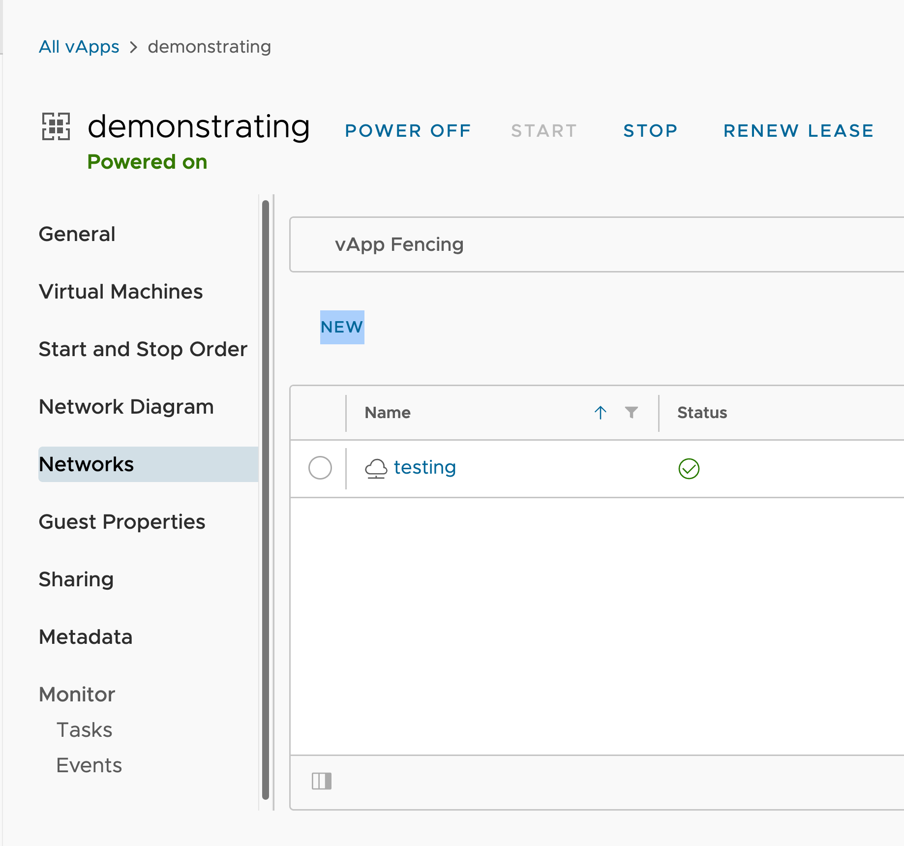 Adding a network to the vApp, step 2