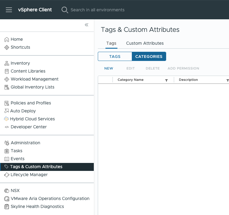 Creating tags and tag categories, step 1