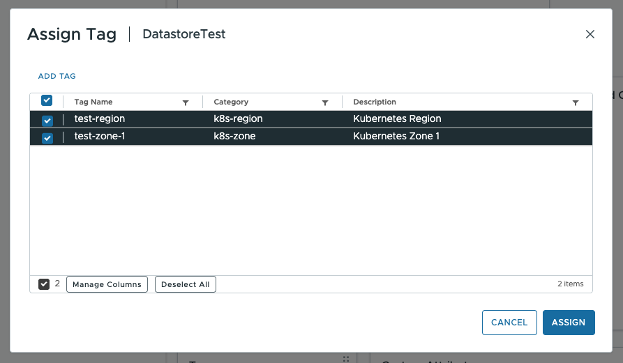 Creating tags and tag categories, step 6
