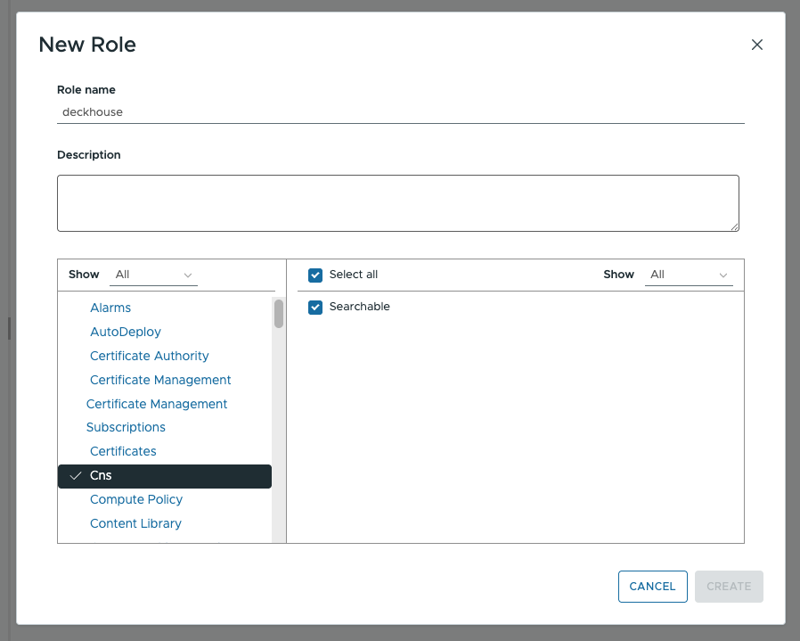 Creating and assigning a role, step 2