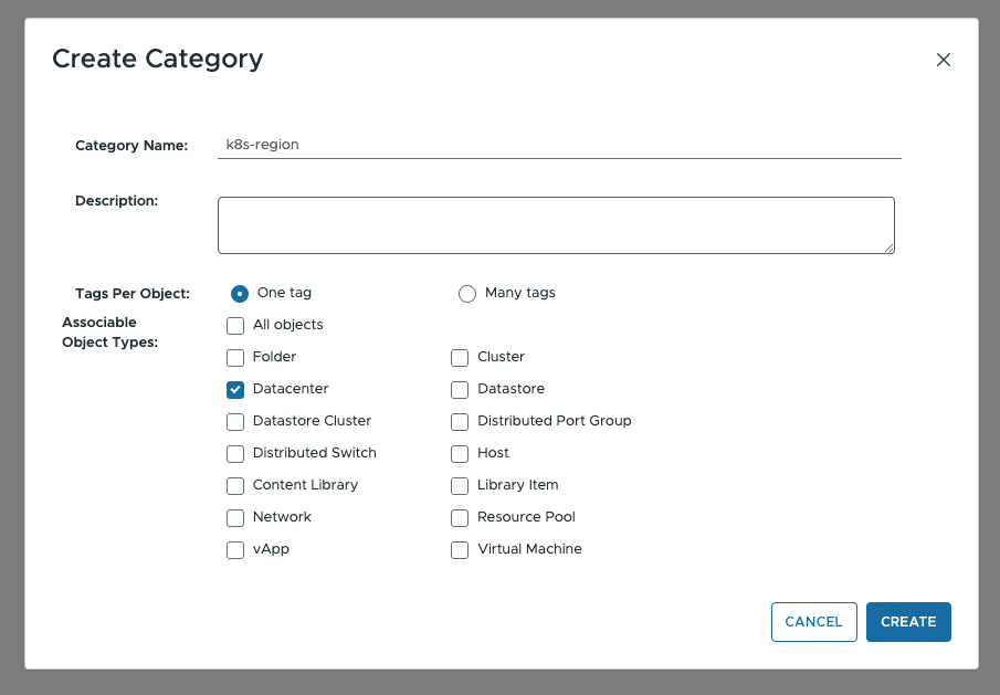 Creating tags and tag categories, step 2
