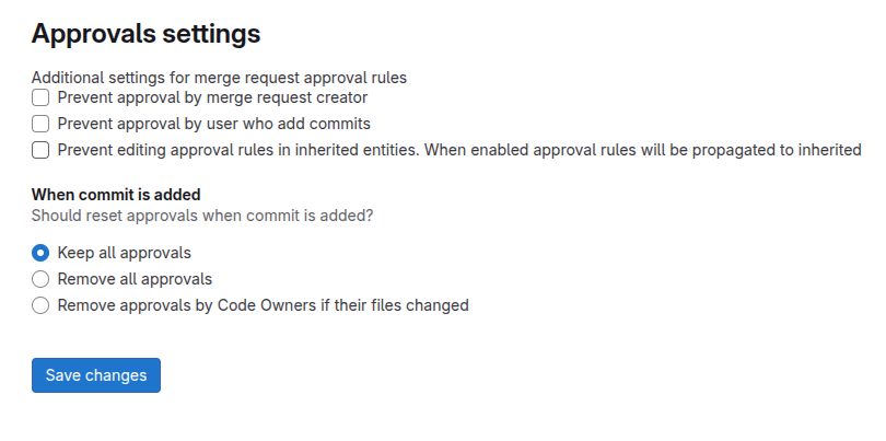 Approval settings