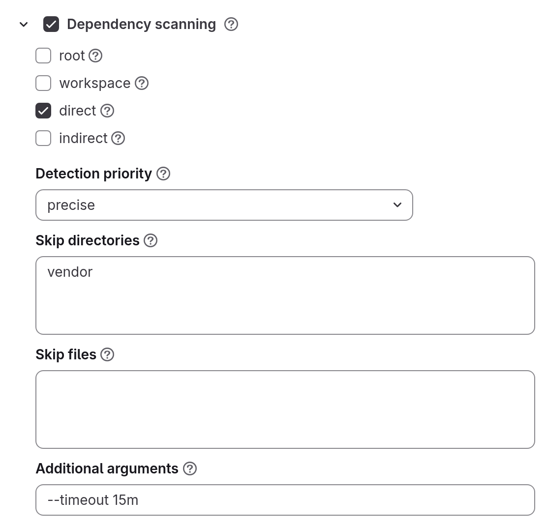 The Dependency scanning block