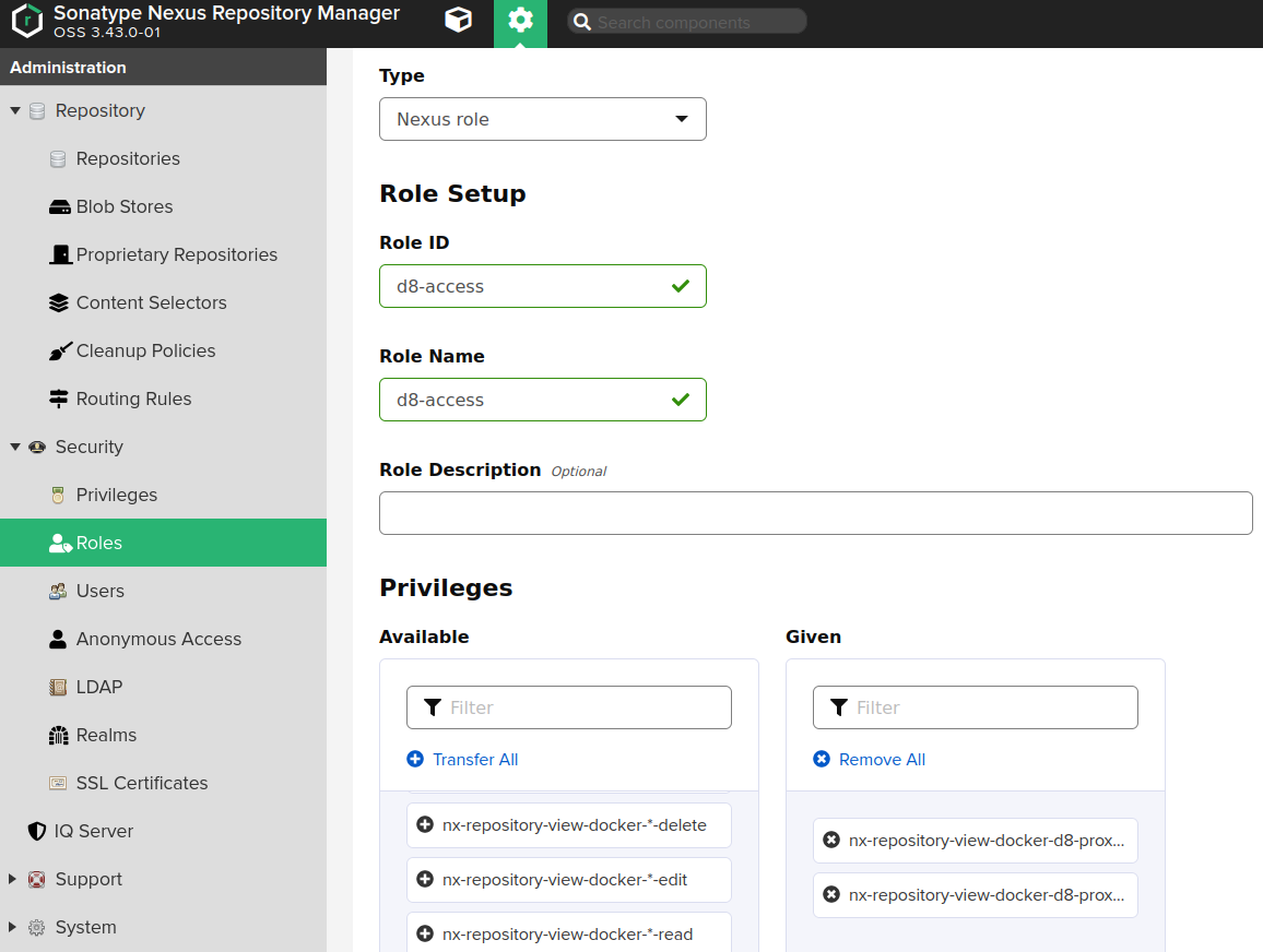 Create Nexus Role