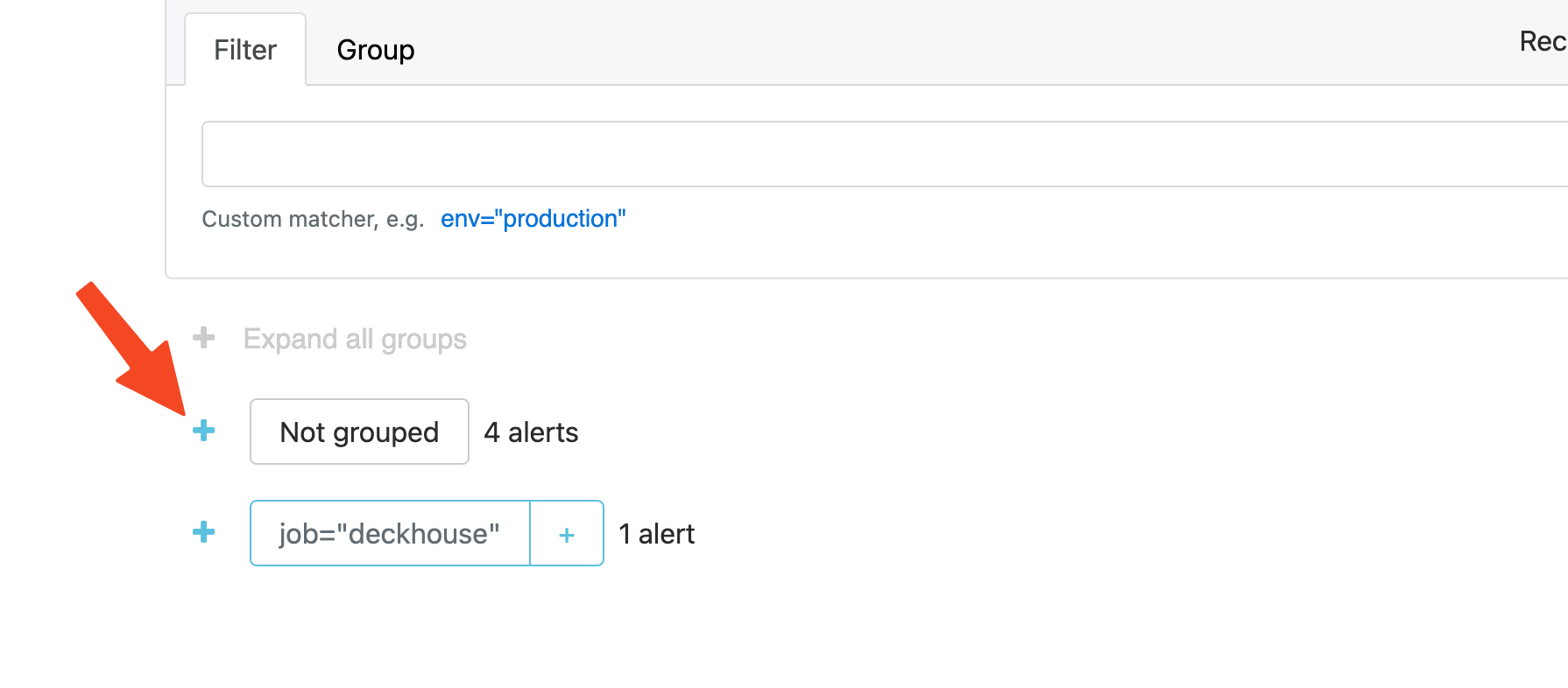 Alerts grouped by category