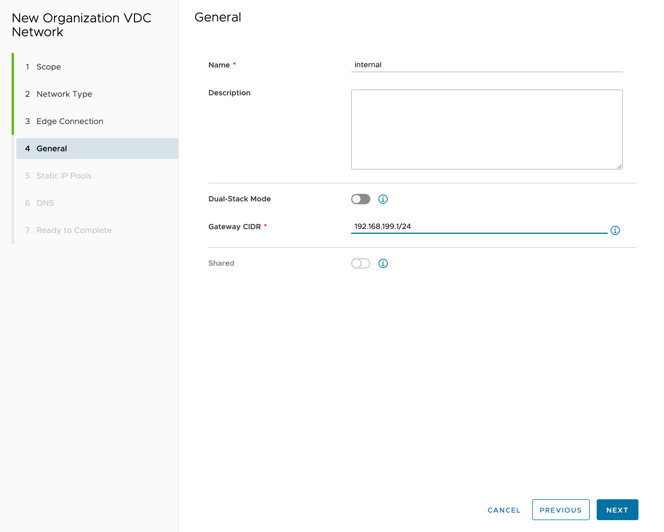 Adding a network, step 5