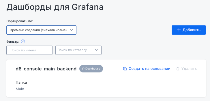 Grafana dashboards
