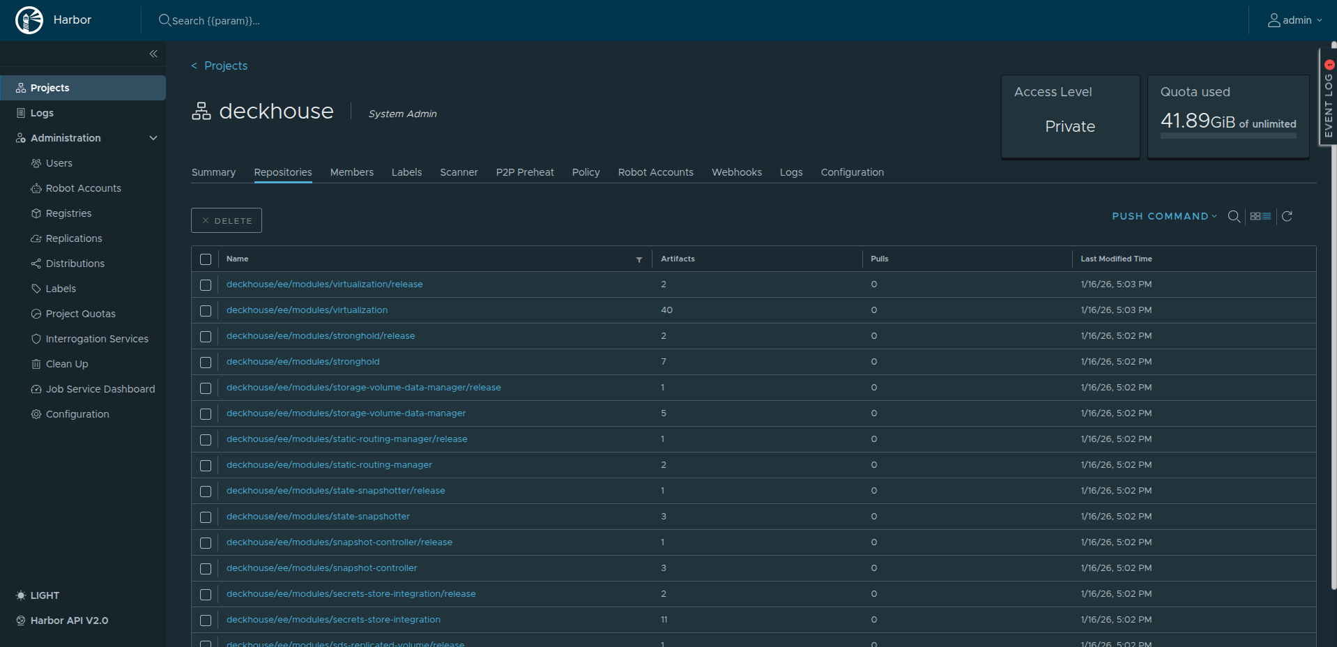 Harbor project page...