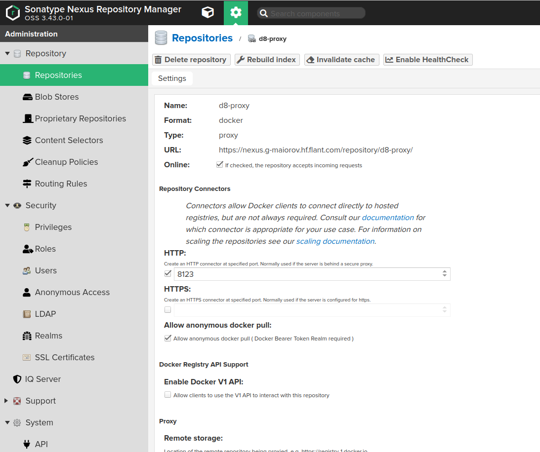 Repository settings example 1