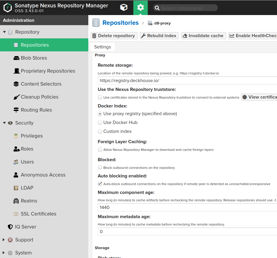 Repository settings example 2