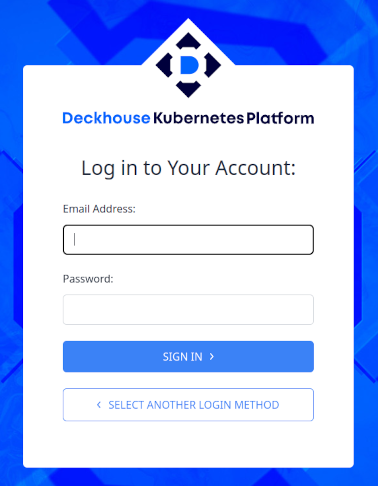 Example login/password interface