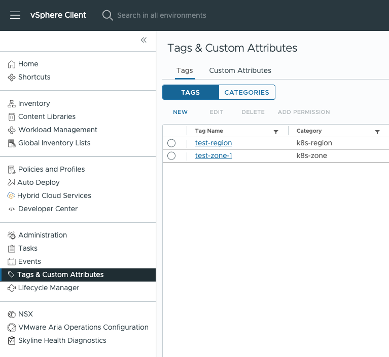 Creating tags and tag categories, step 4